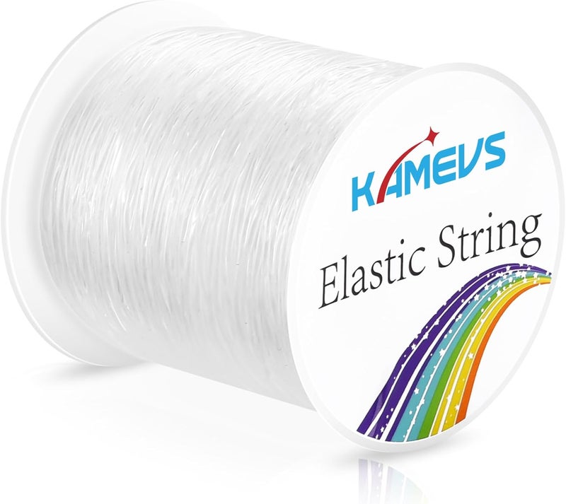 KAMEVS Crystal Elastic Cord, Clear Elastic String for Bracelets, Beading, Necklaces, Jewelry Making, 1mm Stretchy String Suitable for Various Types and Sizes of Beads - Image 1